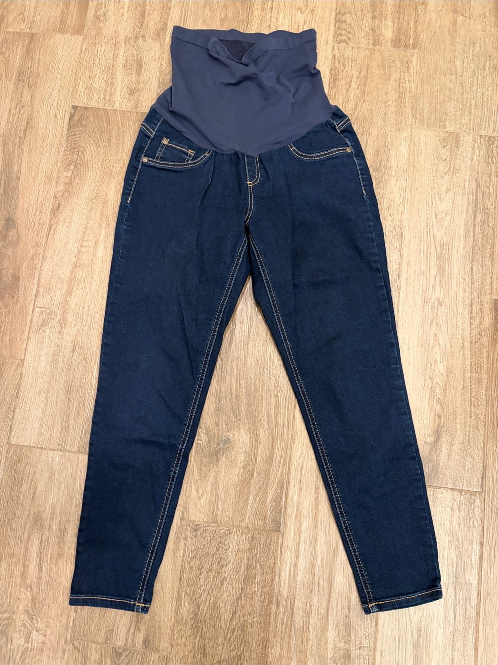 Indigo Blue Women's Dark Blue Maternity Jeggings with Navy Stretch Panel